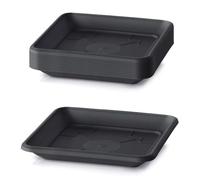 IMJ-Global Set di 10 Sottovasi Quadrati Terra PKWT in Plastica 14x14x1,9 cm da Interno Esterno Colore Nero Design Classici