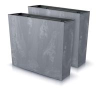 IMJ-Global Set di 2 Vasi per Fiori Piante Rettangolari Urbi Case Beton Effect In Plastica 58x18x49,8cm Da Interno Esterno Grigi Scuri 44 Litri Design Moderni