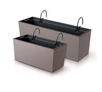 IMJ-Global Set di 2 Vasi per Fiori Piante Rettangolari Urbi Case W In Plastica 39,5x18,5x19,5cm / 58x18x19,5cm Da Interno Esterno Mocca Volume 12/18 Litri Design Moderni