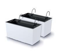 IMJ-Global Set di 2 Vasi per Fiori Piante Rettangolari Urbi Case W In Plastica 39,5x18,5x19,5cm Da Interno Esterno Bianchi 12 Litri Design Moderni