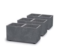 IMJ-Global Set di 3 Vasi per Fiori Piante Rettangolari 57,7x28,8x29 cm Sierra Case Beton Effect In Plastica Da Interno Esterno Colore Grigio 26,2 Litri Design Moderni