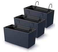 IMJ-Global Set di 3 Vasi per Fiori Piante Rettangolari Urbi Case W In Plastica 39,5x18,5x19,5cm Da Interno Esterno Neri Volume 12 Litri Design Moderni