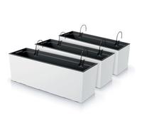 IMJ-Global Set di 3 Vasi per Fiori Piante Rettangolari Urbi Case W In Plastica 58x18x19,5cm Da Interno Esterno Bianchi 18 Litri Design Moderni