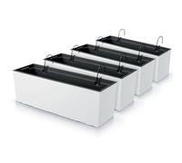 IMJ-Global Set di 4 Vasi per Fiori Piante Rettangolari Urbi Case W In Plastica 58x18x19,5cm Da Interno Esterno Bianchi 18 Litri Design Moderni