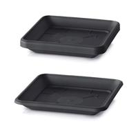 IMJ-Global Set di 5 Sottovasi Quadrati Terra PKWT in Plastica 34x34x4,5 cm da Interno Esterno Colore Nero Design Classici