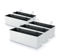 IMJ-Global Set di 5 Vasi per Fiori Piante Rettangolari Urbi Case W In Plastica 58x18x19,5cm Da Interno Esterno Bianchi 18 Litri Design Moderni
