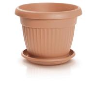 IMJ-Global Vaso con Sottovaso per piante Fiori DCE40-POD33 TERRA Tondo Ø40cm da interno esterno Terracotta 20 Litri Ø40x31,5 cm design Classico Fioriera in plastica da balcone
