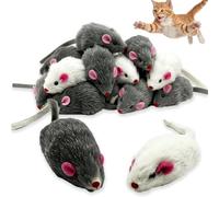 IMLDUY 10 Pezzi per Gatti, Giochi Gatto Interattivi in Peluche Morbido, Topini Finti per Gattini, Giocattoli per Gatti da Caccia e Inseguimento, Topolino per Gatti, 4.8x2.5cm
