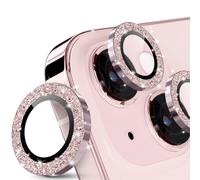 imluckies Glitterato Pellicola Fotocamera per iPhone 15 / iPhone 15 Plus, HD Chiaro Anello in Lega di Alluminio & 9H Vetro Temperato Fotocamera Protezione, Brillante Rosa