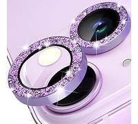 imluckies Pellicola Fotocamera Compatibile con iPhone 14 /iPhone 14 Plus, Aggiornato 9H Vetro Temperato Lente Protezione Schermo Copertura Premium Lega di Alluminio Bordi Singoli Glitter Anello, Viola