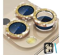 imluckies Pellicola Fotocamera Compatibile con iPhone 14 Pro/iPhone 14 Pro Max, Vetro Temperato 9H, Antigraffio Protezione dell'obiettivo, Anello in Metallo Personalizzato 2022, Glitter Oro