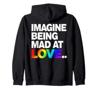 Immagina di Essere Arrabbiato con Love Pride Rainbow Typography Felpa con Cappuccio