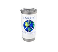Immagina di vivere la vita in pace Bicchiere termico in acciaio inox doppia parete