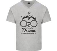 Immagina Non È Un Sogno Mondo Pace Hippy Uomo V-Neck Cotone T-Shirt