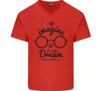 Immagina Non È Un Sogno Mondo Pace Hippy Uomo V-Neck Cotone T-Shirt