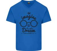 Immagina Non È Un Sogno Mondo Pace Hippy Uomo V-Neck Cotone T-Shirt