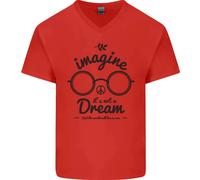 Immagina Non È Un Sogno Mondo Pace Hippy Uomo V-Neck Cotone T-Shirt