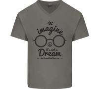 Immagina Non È Un Sogno Mondo Pace Hippy Uomo V-Neck Cotone T-Shirt