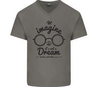 Immagina Non È Un Sogno Mondo Pace Hippy Uomo V-Neck Cotone T-Shirt