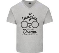 Immagina Non È Un Sogno Mondo Pace Hippy Uomo V-Neck Cotone T-Shirt