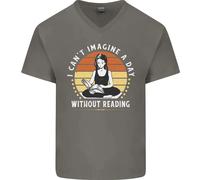 Immagina Un Giorno Senza Leggere Bookworm Maglietta In Cotone A V Per Uomo