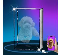 Immagine 3D personalizzata in cristallo, idea regalo cubo con la tua foto, regalo commemorativo personalizzato per cani con la tua foto per gli amanti dei cani, cornice in cristallo personalizzata per