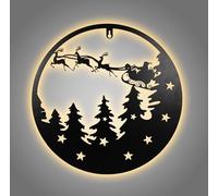 Immagine a LED in metallo con sagome natalizie, 35 cm, decorazione natalizia, da appendere, luce bianca calda, illuminazione da parete, immagine invernale, scena indiretta