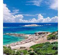 Immagine acrilica 50 x 50 cm: Bella spiaggia e paesaggio costiero roccioso, Sithonia, Grecia (163932371)