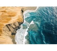 Immagine acrilica 80 x 50 cm: le onde si schiantano dolcemente contro le scogliere, mentre le dune di sabbia dorate diventano l'orizzonte in un tranquillo paesaggio costiero (243448173)