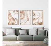 Immagine D'Arte,Poster Astratti In Marmo Bianco e Bronzo Arte Murale Nordica Poster e Stampe su Tela In Agata Quadri Soggiorno Ufficio Decorazione Della Casa-40*50cm*3/(16*20pollici*3)Senza cornice