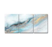 Immagine D'Arte,Quadro su Tela Dipinto a Mano Astratto Fiume Blu Oro Poster Moderno Nordico di Lusso da Parete Soggiorno Ufficio Camera Decorazione Della Casa-30*40cm*3/(12*16pollici*3)Senza cornice