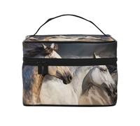Immagine del cavallo selvaggio, Borsa per il trucco Borsa per cosmetici Borsa da toilette da viaggio portatile Astuccio per matite Astuccio da toilette