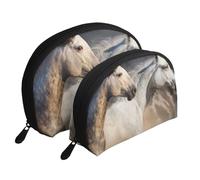 Immagine del cavallo selvaggio, Borsa per trucco a conchiglia Portamonete da donna Borsa da toilette piccola Borsa per cosmetici 2 pezzi