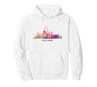 Immagine della Città di Stoccarda, Skyline colorato di Stoccarda, Torre Televisiva Felpa con Cappuccio