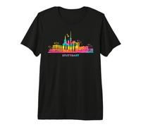 Immagine della Città di Stoccarda, Skyline colorato di Stoccarda, Torre Televisiva Maglietta Premium