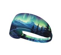 Immagine dell'aurora boreale, fascia elastica per esercizi, fascia per la testa, fascia per uomini e donne, fascia per capelli per yoga e fitness