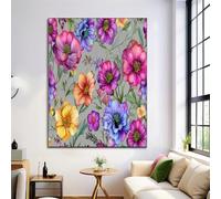 Immagine Di Arte Della Parete Fiori Fantasy Paesaggio Dipinti Su Tela Piante Acquerello Poster E Stampe Grigio Chiaro Per La Decorazione Domestica 30X40Cm Senza Cornice