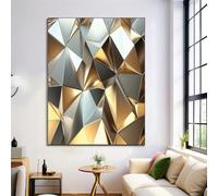 Immagine Di Arte Della Parete Geometria Metallica 3D Paesaggio Dipinti Su Tela Astratto Moderno Poster E Stampe Oro Chiaro Per La Decorazione Domestica 50X70Cm Senza Cornice
