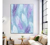 Immagine Di Arte Della Parete Piume Fantasy Paesaggio Dipinti Su Tela Illustrazione Disegnata A Mano Poster E Stampe Azzurro Per La Decorazione Domestica 30X40Cm Senza Cornice