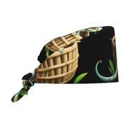 Immagine di un camaleonte in un cesto di bambù - Cappello da lavoro per pulizie - Cappello da chef per uomo e donna, per chirurgia e infermieristica - Nero