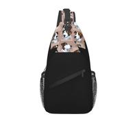 Immagine di un cane con molte espressioni diverse su una borsa a tracolla da uomo, piccola borsa da viaggio a spalla.