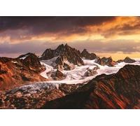 Immagine in legno 140 x 90 cm: paesaggio montano alpino con ghiacciai e cime ricoperte di neve (118166447)
