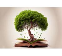 Immagine in legno 50 x 30 cm: albero cresce dal vecchio libro montato. IA generativa (199469828)