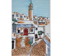 Immagine in mosaico in piastrelle di ceramica orientale dipinte a mano, per pareti, mediterranee, 45x30 cm (06-25)