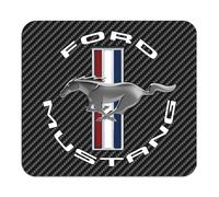 Immagine iPick realizzata per il tappetino per mouse per PC con grafica in fibra di carbonio con logo circolare Ford Mustang per giochi e ufficio