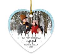Immagine personalizzata Coppia Fidanzamento Ornamento Natale Keepsake 2025, I nostri primi ornamenti di Natale fidanzati, Personalizzato il nostro primo ornamento di Natale fidanzato con foto e nomi