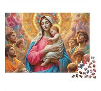 Immagine religiosa classica madre figlio Puzzle per Adulti Puzzle 1000 Pezzi Carta Gioco di Puzzle 1000 Pezzi Scena artistica Relax Concentrazione Decorazione Regalo 38x26cm/1000pcs