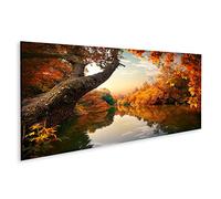 Immagine su tela arancione autunno fiume arancio autunno fiume foresta murale soggiorno casa ufficio camera da letto immagini GDMF-Panox