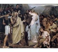 Immagine Su Tela Astratta Poster Famoso la vittoria di Giulio Cesare sui belgi di Louis Van Engelen per la decorazione della parete 60x90cm