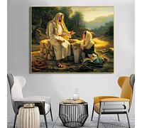 Immagine su tela Dipinto famoso Gesù e la Samaritana Dipinto su tela Poster e stampe Wall Art per la decorazione del soggiorno Senza cornice (Color : No frame, Size : 60x90cm)